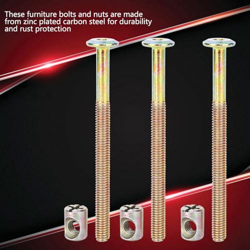 Furniture Screw Hex Socket Head Bolts M6x60mm Zinc Plated Carbon Steel Fasteners for Beds Cribs Cabinets 10Pcs