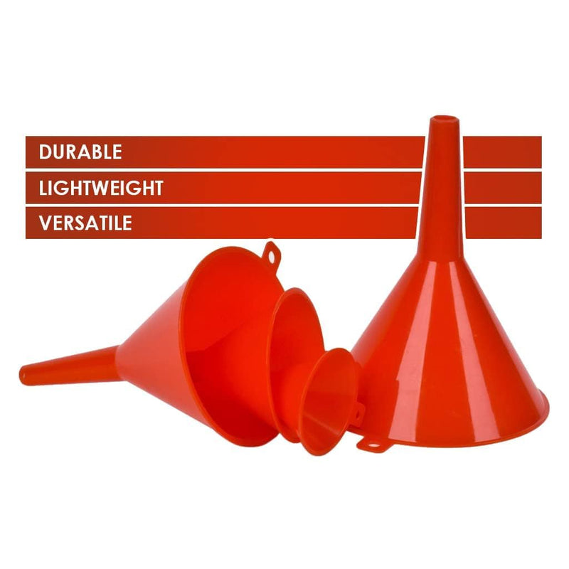 DEDC Oil Funnels, Gas Funnels, Plastic Funnel Set for Car, Automotive, Kitchen, Mini Small Large Red (4pcs Gas Plastic Funnel) 4pcs Gas Plastic Funnel