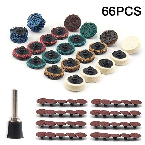 68Pcs 1 inch Quick Change Sanding Discs Set Fine Medium Coarse Grit Surface Conditioning Discs R Type Quick Change Disc with 1/4'' Shank Disc Pad Holder for Die Grinder Attachments