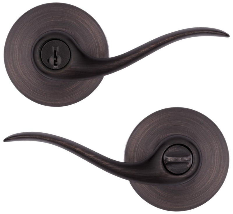 Kwikset 740TNL-S Tustin Keyed Entry Door Leverset with Smart Key from The Signature Series - Polished Brass
