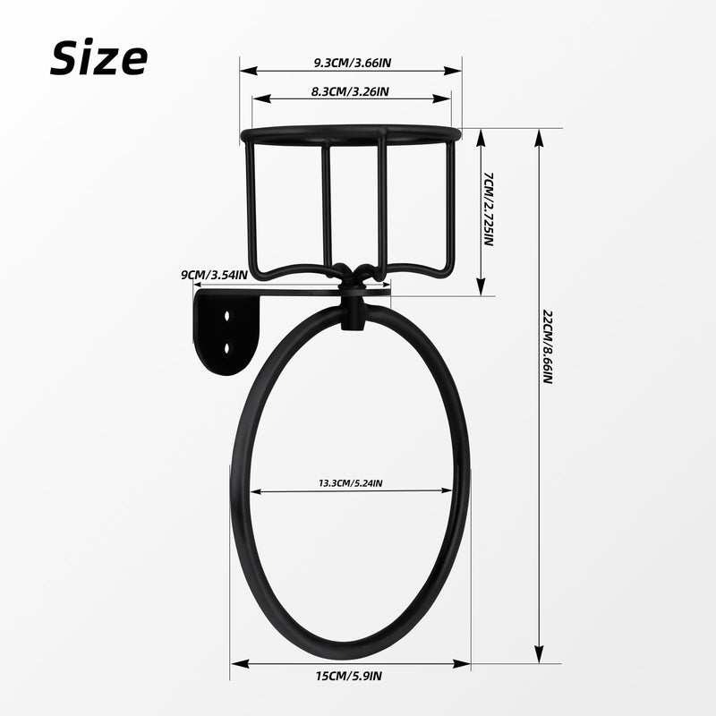2Pcs Vintage Towel Ring with Candle Holder – Unique Antique Rustic Bathroom Accessories, Towel Holder, Wall-Mounted, Sturdy (Black) Black 2