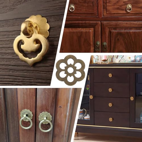 PH PandaHall 16pcs Clover Brass Backplate Washers 1.26 inch Flower Decorative Washers Brass Gasket Hardware Accessories for Interior Design Door Furniture Cabinet Drawer Decoration, Antique Bronze
