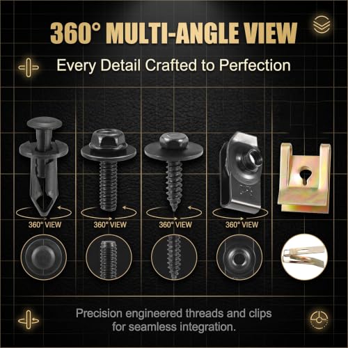 100PCS Car Body Screws and Bolts, Bumper Fender Clips U-Nuts Kit