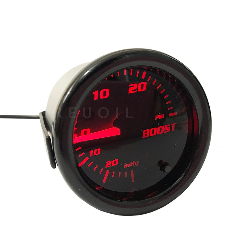 Black 52mm 2" Turbo Boost Gauge 0-30 PSI Pressure Vacuum Turbo Meter with 7 Color Tinted (Without Gauge Cup) Without gauge cup