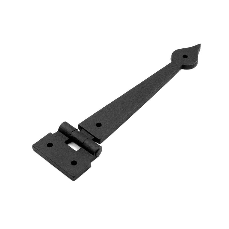 Renovators Supply Manufacturing Black Wrought Iron Strap Hinge Pair 7.38 Inch Spear Tip Colonial Cabinet Door Gate Hardware Flush Mount Rust Resistant Pack of 1