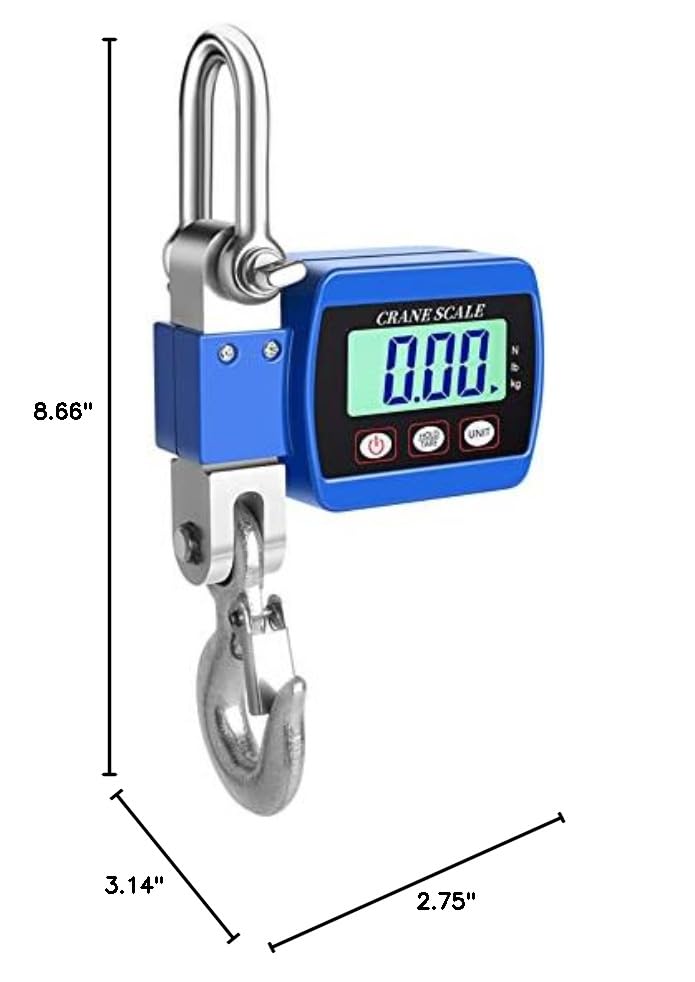 1100LBS Digital Crane Scale Hanging Weight Scale Industrial Heavy Duty with Accurate Sensor Digital, Professional for Farm, Hunting, Bow Draw Weight, Big Fish & Hoyer Lift Blue