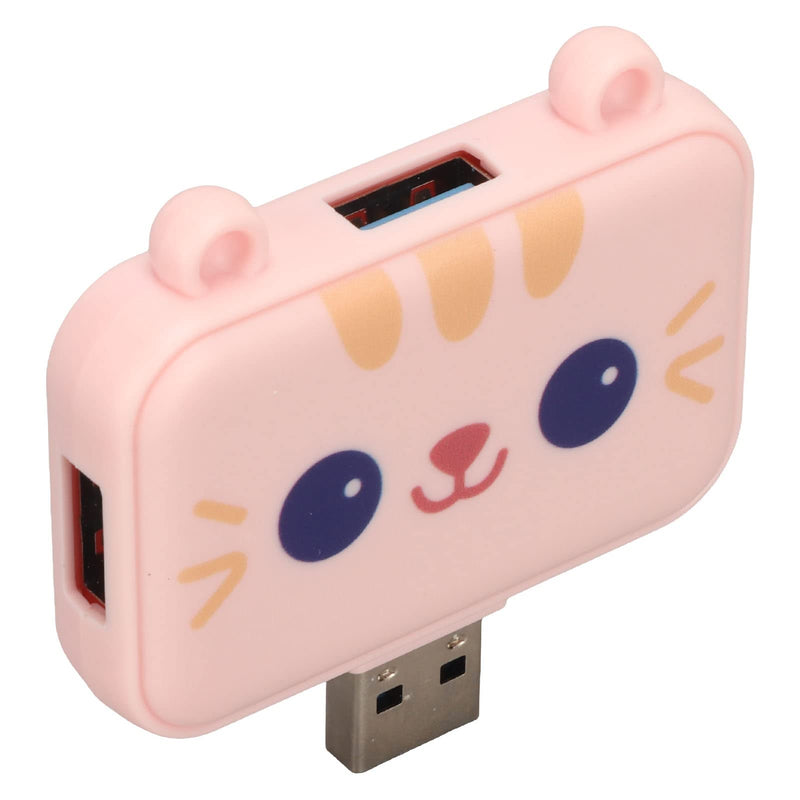 3 in 1 Cute USB Hub, USB A to USB3.0 and USB2.0X 2 Adapter, 5Gbps Multiport USB Docking Station, USB Data Splitter, for Laptop and PC, Girls Student Gift () Pink