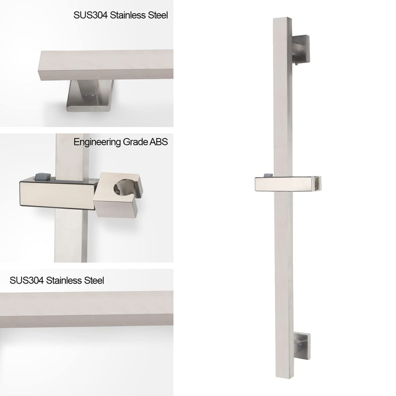 Bathroom Shower Slide Bar with 360° Adjustable Handheld Shower Head Holder Wall Mount Shower Bar SUS 304 Stainless Steel, Brushed Nickel