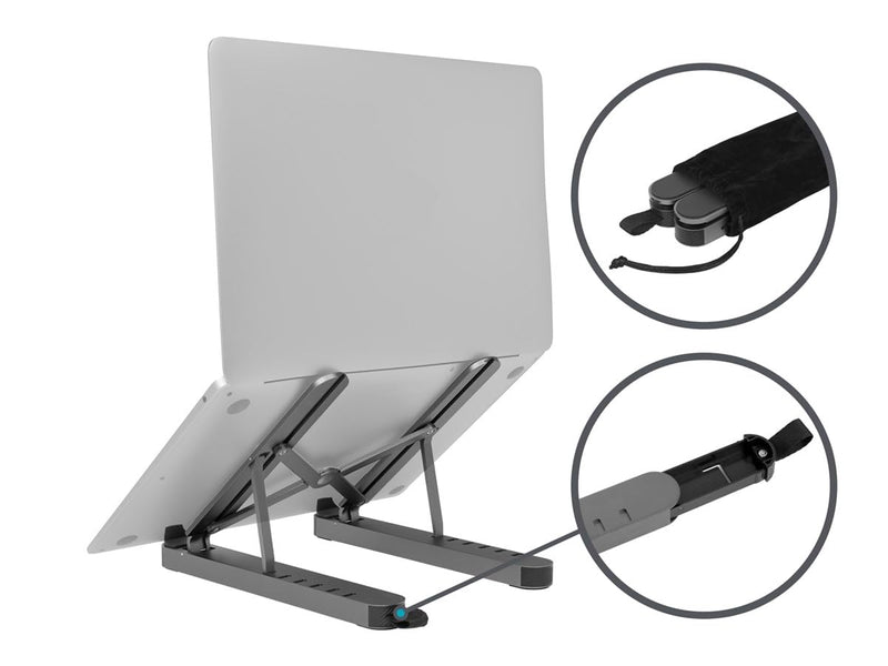 Monoprice 6-in-1 Portable Folding Laptop Stand and USB-C Docking Station with 4K HDMI, Gigabit Ethernet, with Adjustable Angles, RJ45 Gigabit Ethernet, Multi-Port Hub
