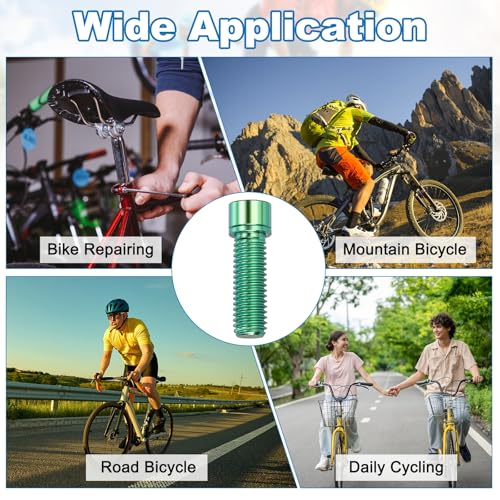6pcs Titanium Bicycle Stem Bolt M8x25mm Hex Socket Green-Fitting