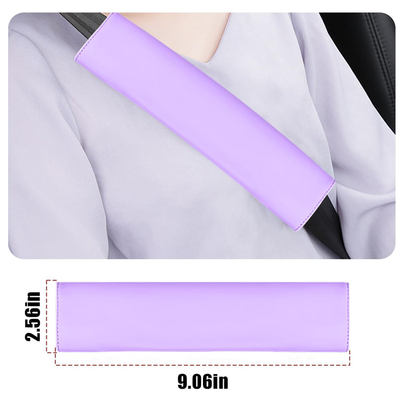 Car Accessories Set, 10PCS Vehicle Kit with Steering Wheel Cover Seatbelt Pad Cup Holder Mat Start Button Ring Sticker Flower Air Vent Clip, Universal Automotive Interior Ornament (Purple) Purple