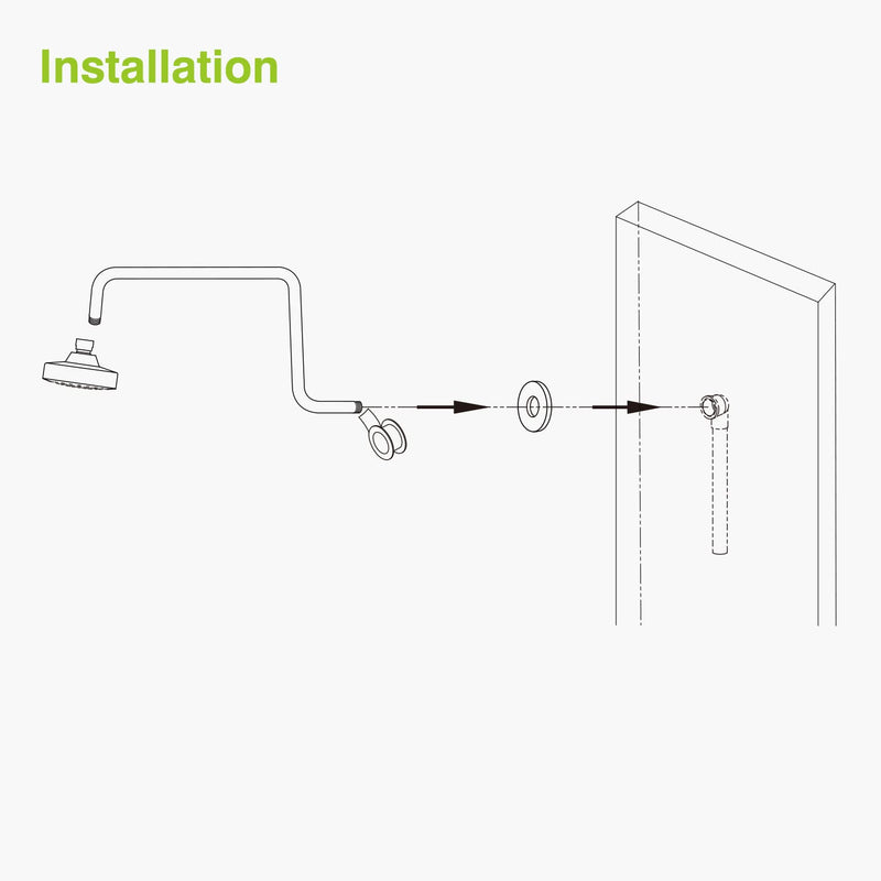 Naiture S Shaped Shower Arm, Gooseneck Shower Head Extension Arm, 1/2 NPT Threaded Connection, 19 Inch Length, Brass, Chrome Finish