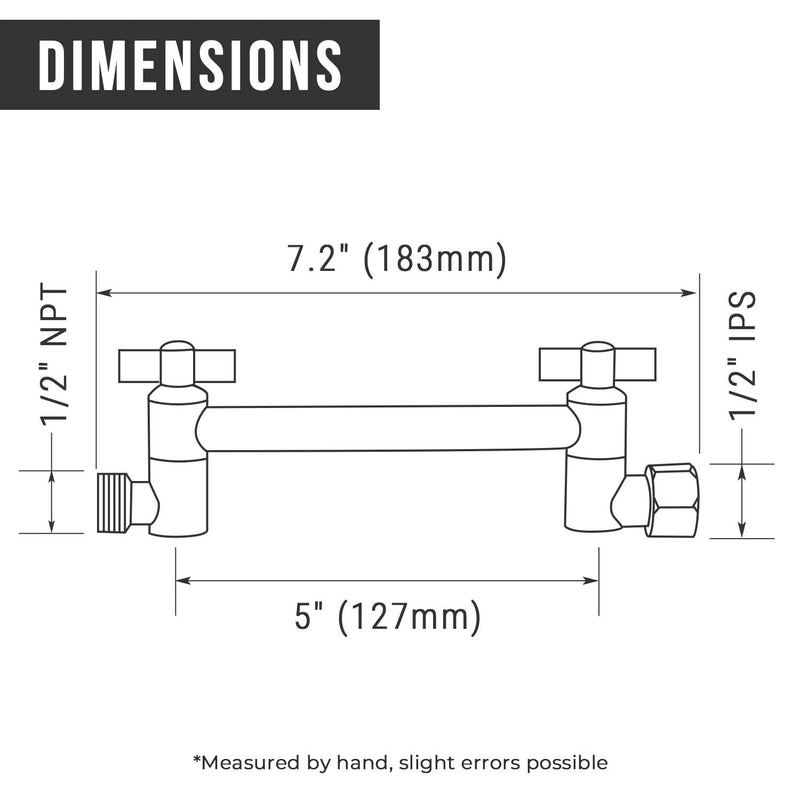 G-Promise 5.8 Inch All Metal Shower Head Extension Arm, Adjustable Extender with Locking Screw for Rise or Lower Rainfall and Fixed Shower Head, Universal G1/2 Connector Replacement Part (Chrome) Chrome