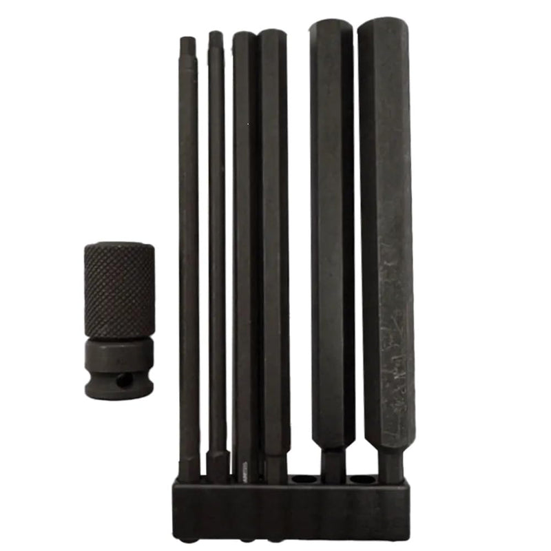 Rack-A-Tiers Allen Head Driver Bit Kit - Impact Driver Rated, Allen Bits for Lug Termination, Electrical Drill Bits, Quick-Change Allen Bits, 6" Length, 1/4″ Hex Shank (72607)