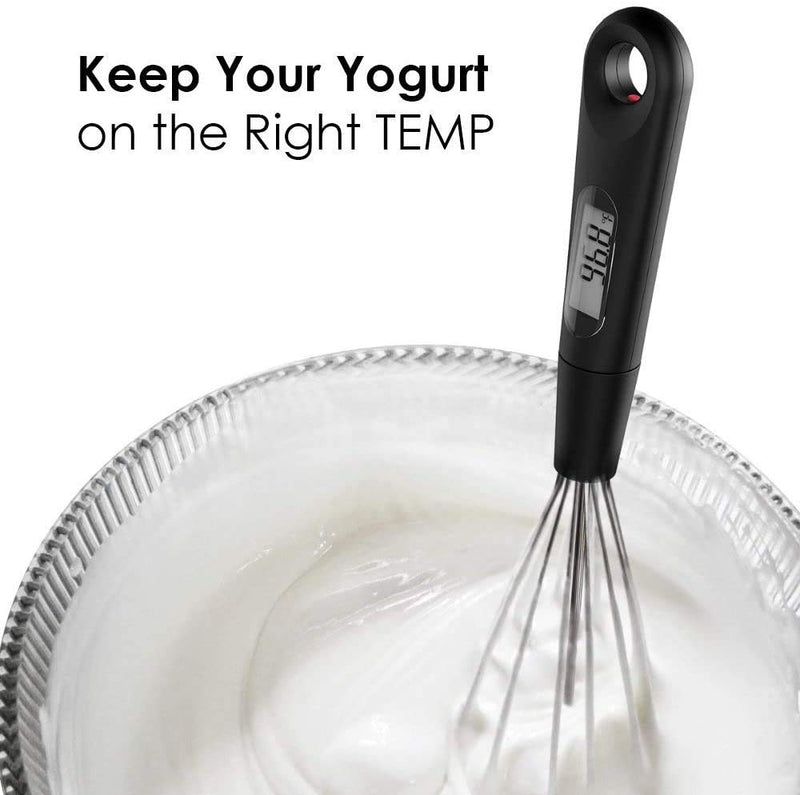 2 in 1 Stainless Steel Whisk Egg Beater & Instant thermometer Probe 12 inch for Cooking Candy, Yogurt, Chocolate, Butter Cream, Sause, Cake