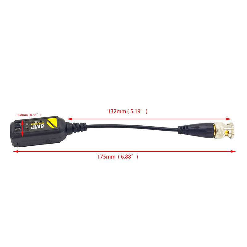 10 Pairs 4K Passive HD BNC Video Balun Transceiver Transmitter Via UTP RJ45 Cable AHD/TVI/CVI/CVBS Cable Connectors for 720P/960P/1080P/3MP/5MP/8MP BNC Male CCTV Security Camera System