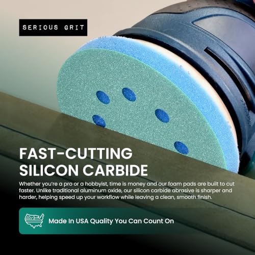 Serious Grit - 5-Inch 8-Hole Foam Discs - P120-600 Assortment - 10 Pack Mixed Grit