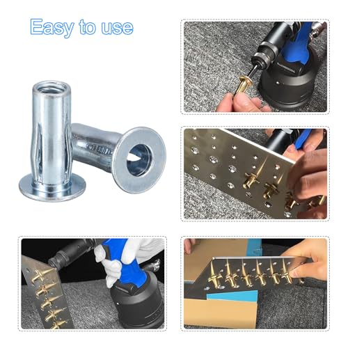 5/16-18 Multi-Grip Rivet Nuts, 24pcs Pre-Bulbed Shank Flat Head Threaded Insert Nut Carbon Steel Plus Nuts Construction Fasteners for Industrial 24 5/16-18