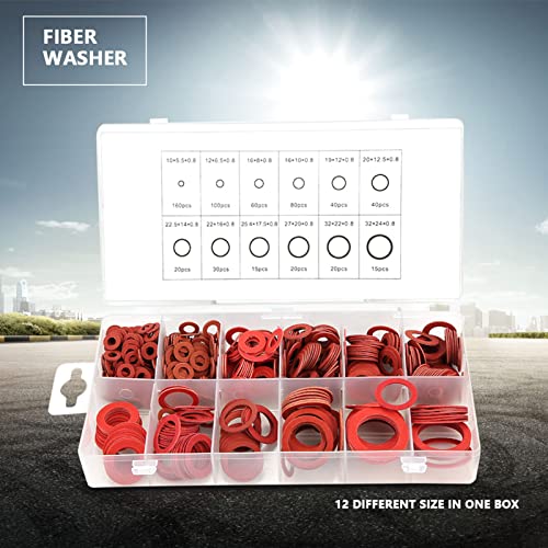 600PCS Faucet Washers Assorted Kit, 12 Sizes Red Rubber Washers Plumbing, Parts Washer with Box, for Household Commercial Appliances