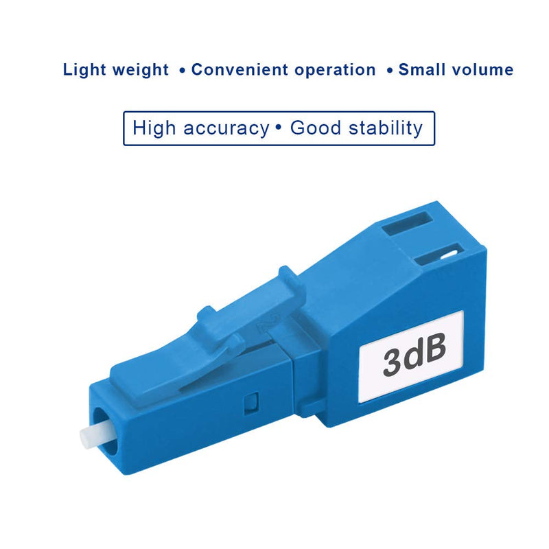 FLYPROFiber- 3dB LC Attenuator LC/UPC SM Single Mode Fixed Fiber Optic Attenuator, Male-Female, 10pack 3db/LC 10