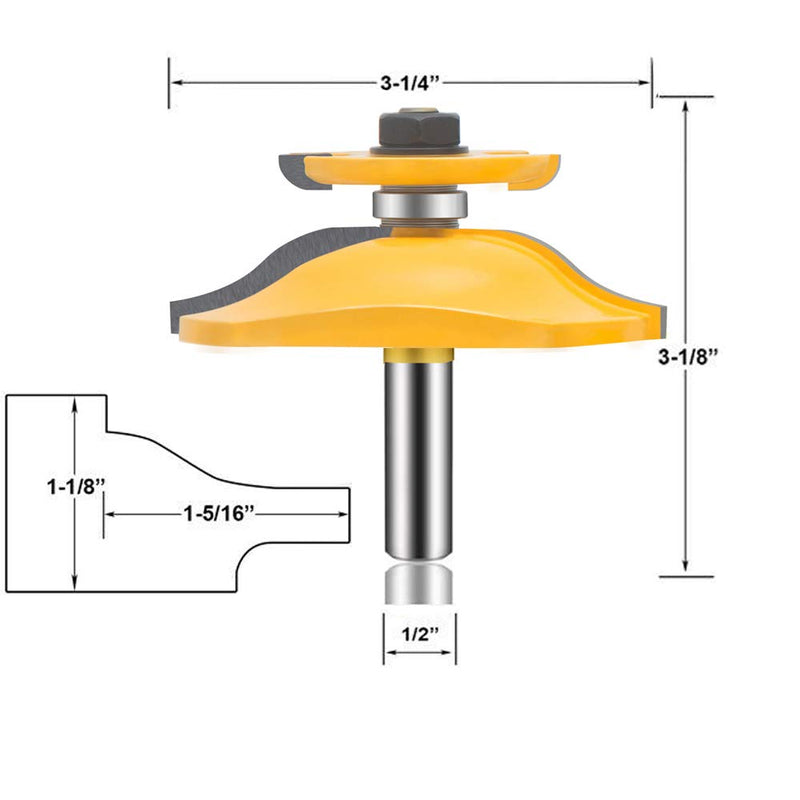 OLETBE Router Bit 1/2-Inch Shank 3PCS, Round Over Raised Panel Cabinet Door Ogee Rail and Stile Router Bits, Woodworking Wood Cutter, Wood Carbide Groove Tongue Milling Tool(Square) SQUARE
