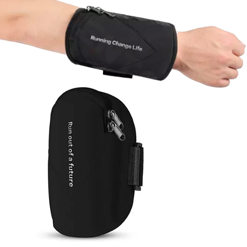 Generic Arm Bag Arm Pouch Band Oxford Cloth Size Adjustable 2 Pockets for Phone Keys Credit Card Cash Fitness Running Cycling Hiking