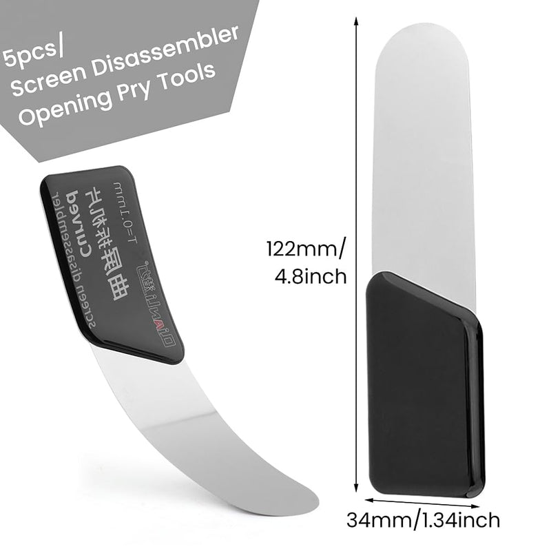 5Pcs Screen Disassembler Pry Tool, Ultra-Thin Stainless Steel Spudger Opening Blade, Professional Mobile Phone & LCD Casing Repair Tool Kit, for Curved LCD Casing, Smartphone, Tablet 5pcs