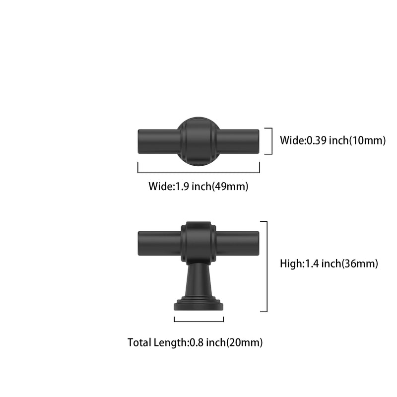 9BUILD 10 Pack Matte Black Kitchen Cabinet Knobs Modern Single Hole Drawer Pulls Knob for Bathroom Dresser and Hardware