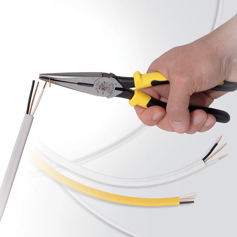  [AUSTRALIA] - Klein Tools J203-8N Long Nose Side-Cutter Stripping Pliers, Induction Hardened and Heavier For Increased Cutting Power, 8-Inch Side Cutters w/Stripping