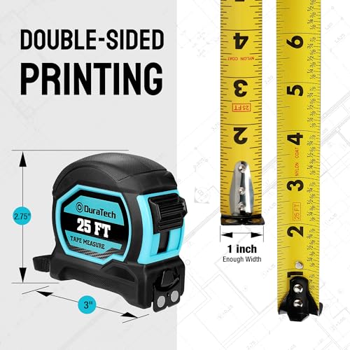 DURATECH 25FT Magnetic Double-Sided Tape Measure, Easy Read Measuring Tape 25 FT 1 Pack