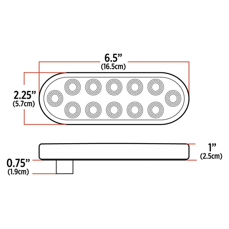 Dual Function Oval Red Stop, Turn & Tail and White Back-up LED Light