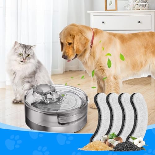 Dog Water Filter Replacement for DF10 DF30 Pet Fountain - 4 Pack White 4PACK