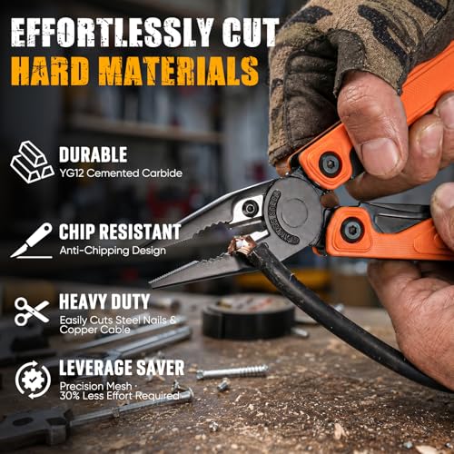 BIBURY 9oz Lightweight G10 Handle Multitool, One-Hand Opening Pocket Knife Orange