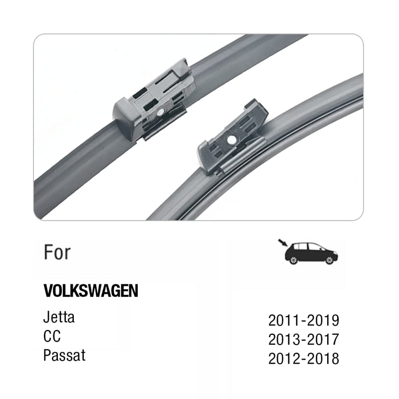 24"+19" Windshield Wiper Blades Replacement For VW Volkswagen Jetta 2011-2023 Passat 2012-2018 CC 2013-2017, Premium All-Season Automotive Replacement Windshield Wiper Blades For My Car-Top Lock 16mm 24''+19''(Top Lock 16mm) Fit for VW