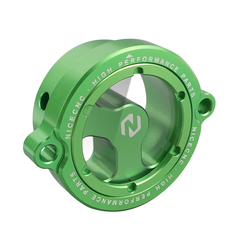 NICECNC Clear Oil Filter Cap Compatible with Kawasaki KLR650 1987-2024, Anodization, 6061-T6 Billet Aluminum, CNC-machined, Green
