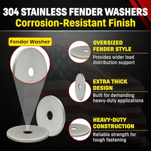 Stainless Fender Washers - Extra Thick ID 2" OD 1/8" Thick 5/16" x 2" 5 Pack