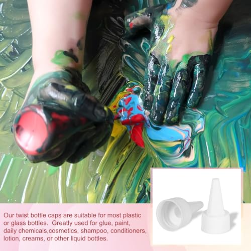 PATIKIL 24/410 Twist Top Caps, 60Pcs Plastic Squeeze Bottle Replacement Caps with Foam Gasket for Paint Lids Glue Dispensing DIY Crafts, White