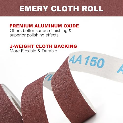 LotFancy Emery Cloth Roll, 5 Grits Sandpaper Assortment with Dispenser