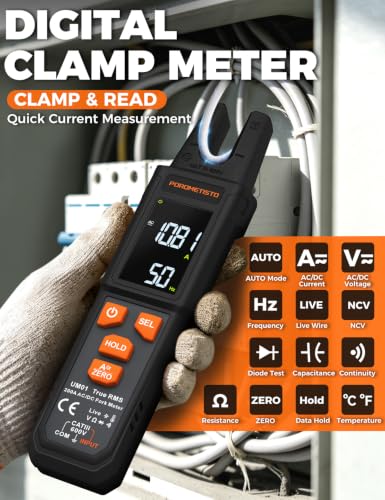 UM01 Digital Clamp Meter Multimeter POROMETISTO，TRMS 4000 Counts