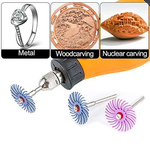 88pcs 1" Radial Bristle Disc Kit with 3mm Shank for Rotary Tools,Detail Abrasive Wheel for Jewelry Wood Metal Polishing, Bristle Wheel 80#-2500#
