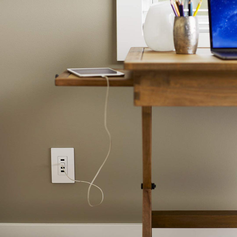 Legrand radiant TM8USB4WCCV4 Decorator Outlet Quad USB Charger, 4.2 Amp Multi Port Charging Station, White (1 Count)