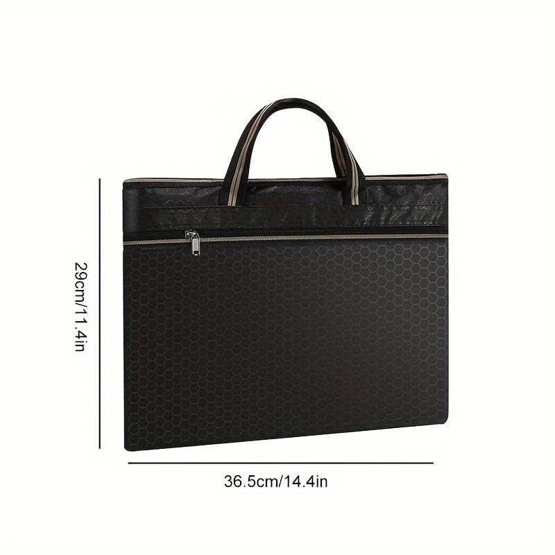 Oxford Document Bag Double Layer Zippered Laptop Handbag with Handles Dual Compartment for Business Office Meetings Travel Blue