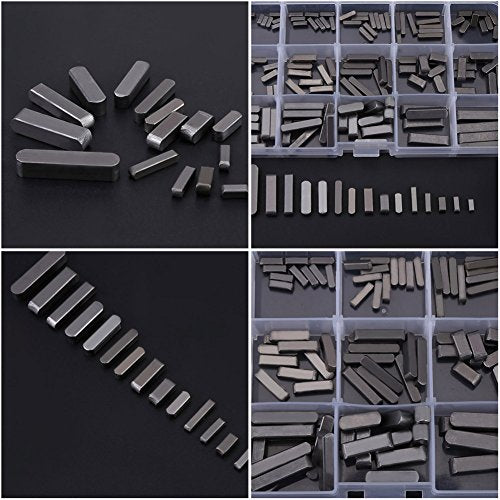 140pcs Shaft Key Assortment Kit Stainless Steel Flywheel Pulley Crank Way Round Ended Feather Key Set Steel Machine Keyway Assortment Key Stock Assortment for Fastening Equipments