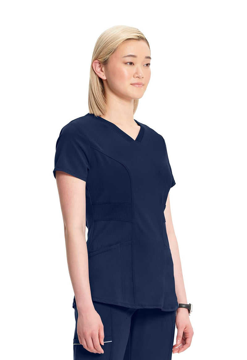 Infinity Cherokee V-Neck Women's Nurse Scrub Top, 4-Way Stretch, Superior Performance and Comfort CK623A Large Navy