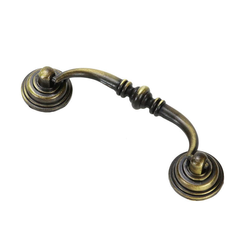 Quluxe 4.2" Hole Center Shabby Chic Drawer Pulls Handles Antique Bronze Kitchen Cabinet Drop Bail Pulls Handles- Bronze (Pack of 6)