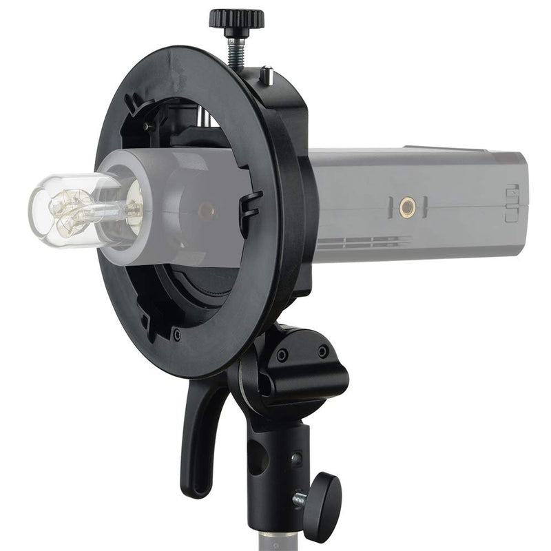 Godox S2 S-Type Bracket Bowens Mount Holder for Godox V1 V860II TT350 AD400Pro AD200Pro Series Speedlite Flash with Snoot Softbox Reflector Beauty Dish