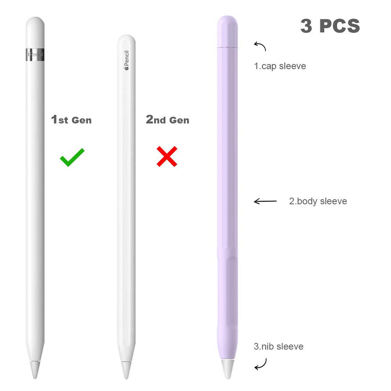 YINVA Case for Apple Pencil Grip for Apple Pencil Accessories Holder for Apple Pencil 1st Generation Cover Sleeve for Apple Pencil with Protective Nib Cover for iPad Pencil(Purple) Purple For 1st Gen