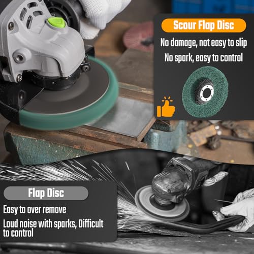 10Pcs 180 & 320 Grit Scour Flap Disc 4 1/2 Inch Angle Grinder Attachment for Metal & Wood Scouring Pads Polishing Wheel Sanding Disc Paint Rust Remover