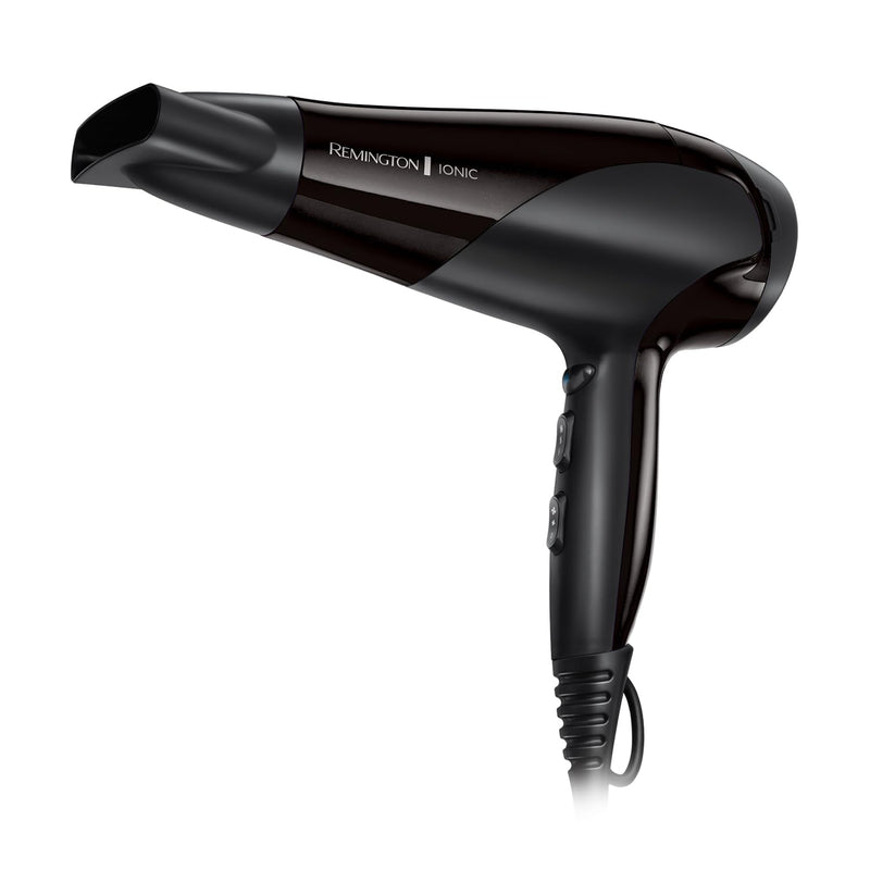 Remington Hair Dryer, Ionic Conditioning, 2200W, 3 Heat, 2 Speed, Black | Fast Professional Styling, Diffuser and Concentrator Attachments, Frizz Free Hair, Cool Shot Feature, Black, D3198 Single
