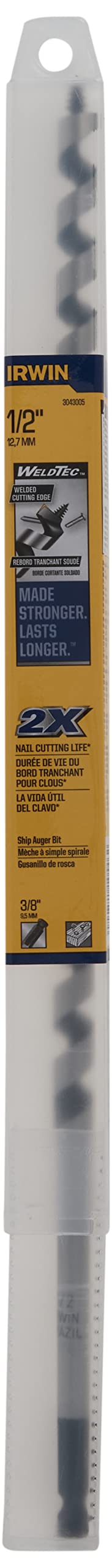 IRWIN WeldTec Auger Wood Drill Bit 1/2" X 17" (3043005) (Pack of 2) One Size (Pack of 2)